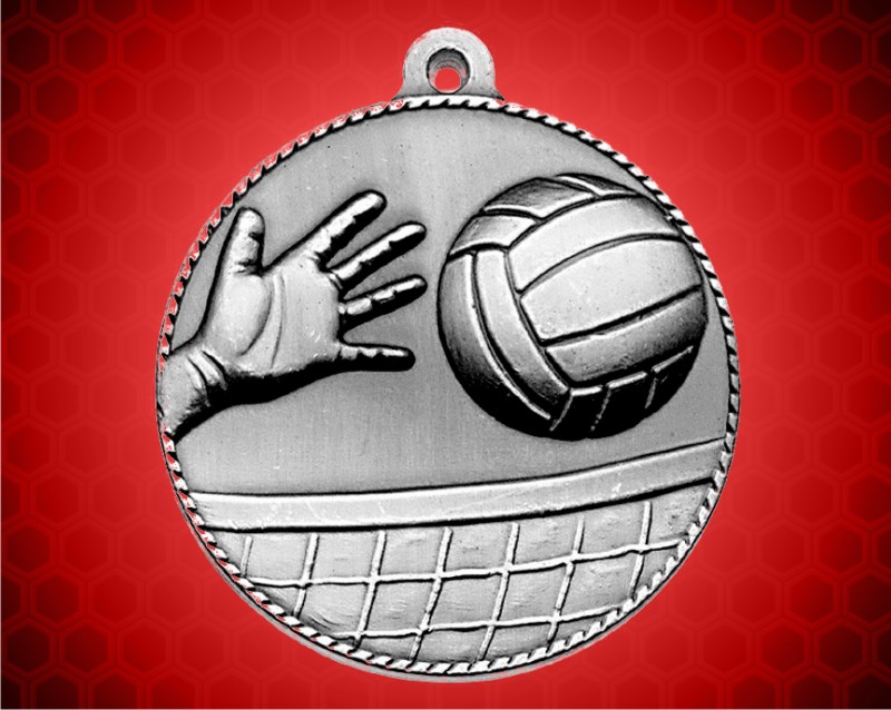 2 inch Silver Volleyball Die Cast Medal