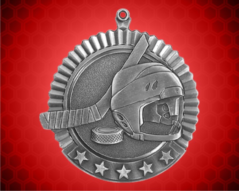 2 3/4 inch Silver Hockey Star Medal