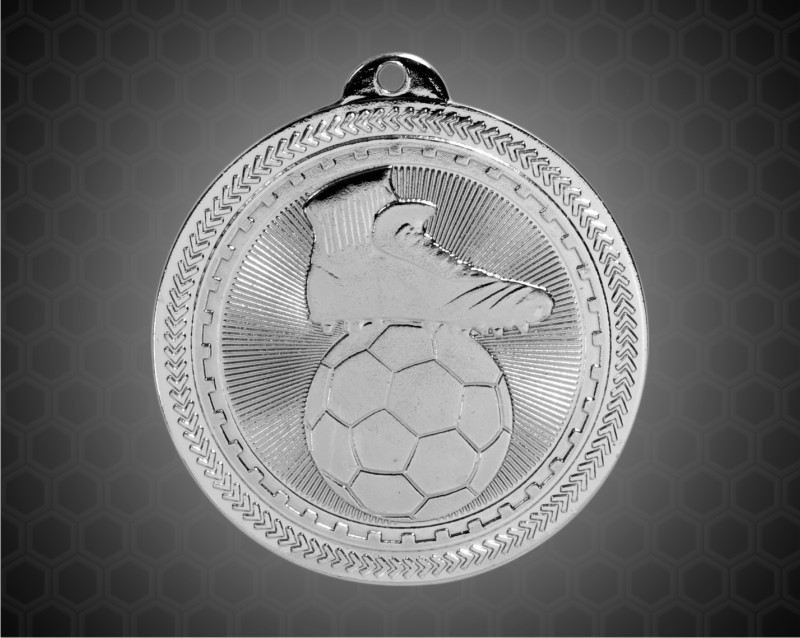 2 inch Silver Soccer Laserable BriteLazer Medal