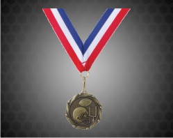 Gold Football Medal w/ Red, White, and Blue Ribbon