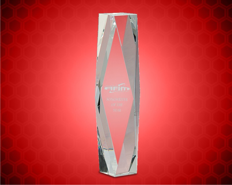 12 inch Clear Crystal Facet Tower