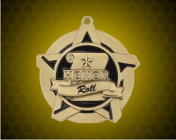 2 1/4 inch Gold Honor Roll Super Star Medal