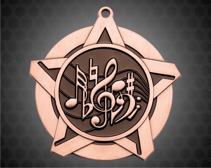 2 1/4 inch Bronze Music Super Star Medal