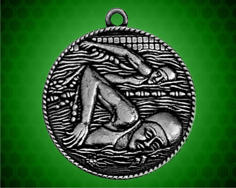 1 1/2 inch Silver Swimming Female Die Cast Medal