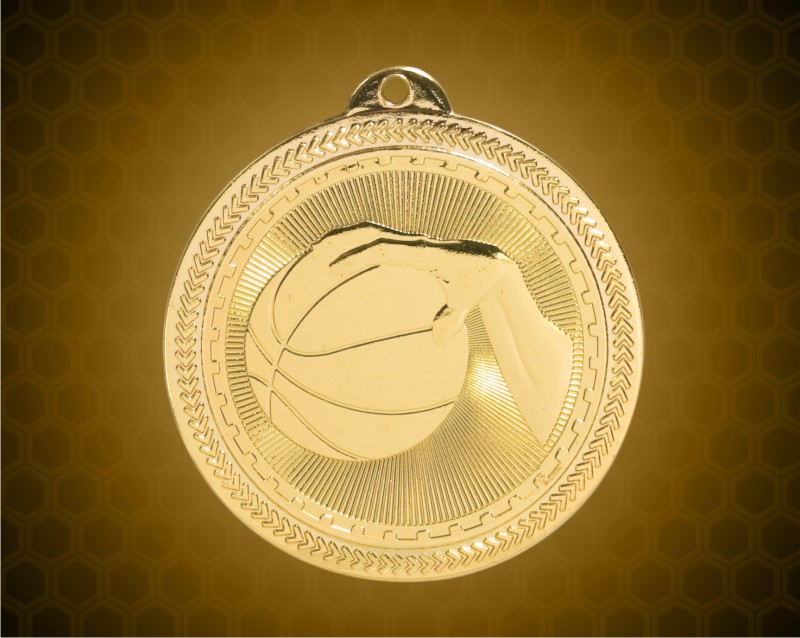2 inch Gold Basketball Laserable BriteLazer Medal