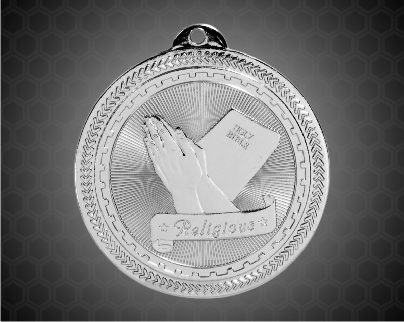 2 inch Silver Religious Laserable BriteLazer Medal