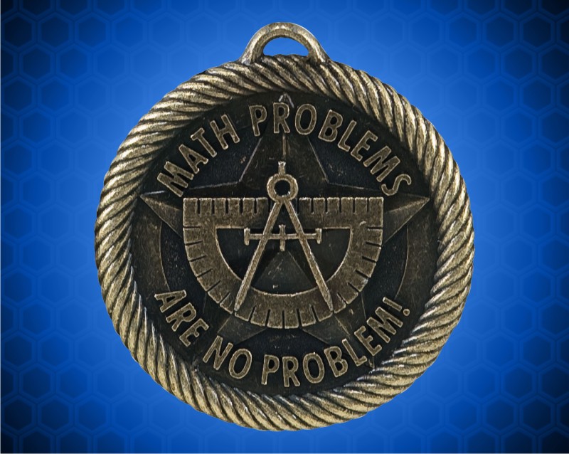 2 inch Gold "Math Problems are No Problem" Value Medal