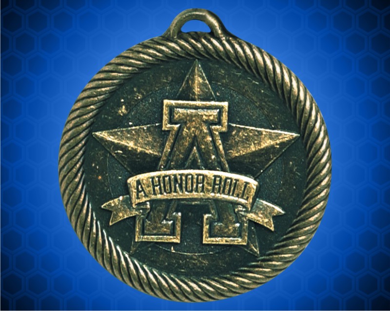 2 inch Gold "A" Honor Roll Value Medal