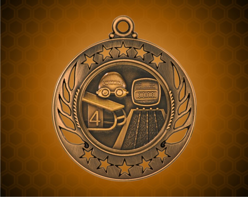 2 1/4 inch Bronze Swimming Galaxy Medal