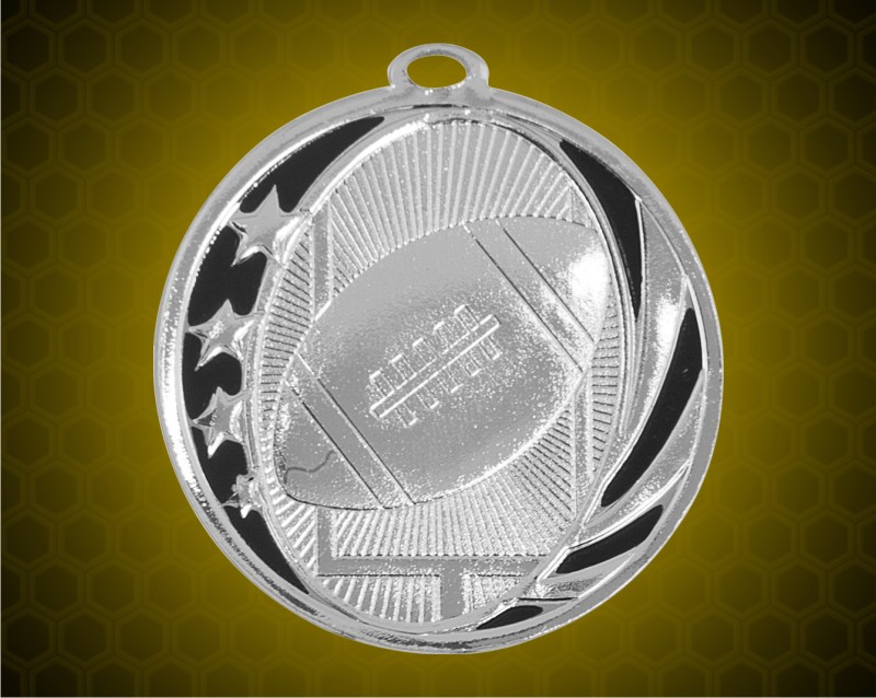 2 inch Silver Football Laserable MidNite Star Medal 