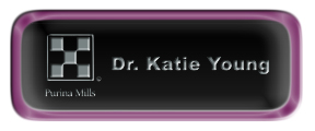 Metal Name Tag: Black and Silver with Epoxy and Shiny Purple Metal Border