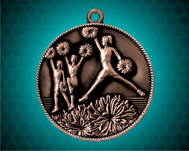 2 inch Bronze Cheerleader Die Cast Medal