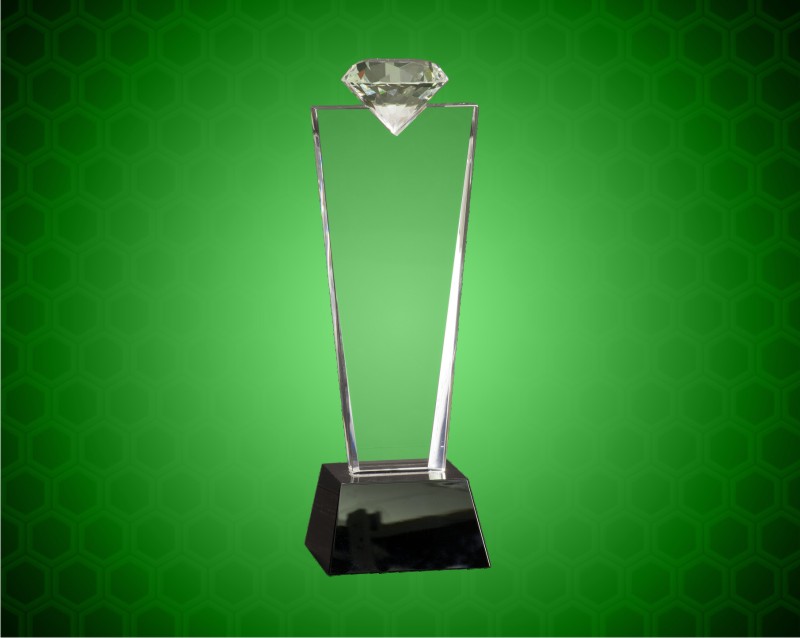 11 inch Crystal Diamond Top Award on Black Pedestal Base