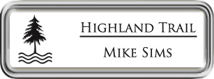 Framed Name Tag: Silver Plastic (rounded corners) - White and Black Plastic Insert