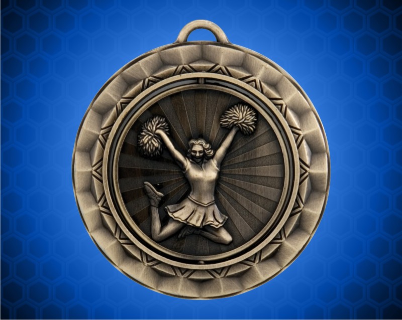 2 5/16 inch Gold Cheerleader Spinner Medal