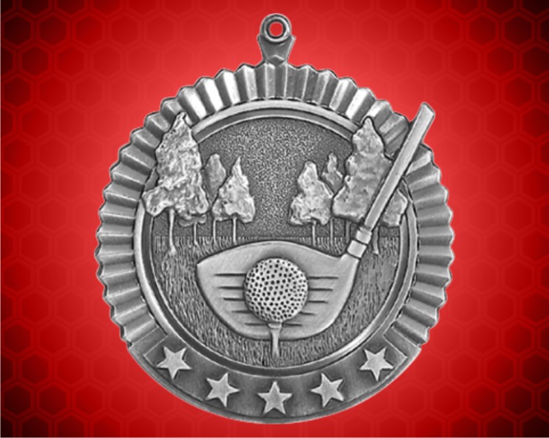 2 3/4 inch Silver Golf Star Medal