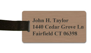 Smooth Plastic Luggage Tag: Brushed Copper with Black - LM922-894