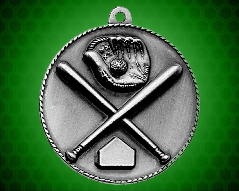 1 1/2 inch Silver Baseball Die Cast Medal