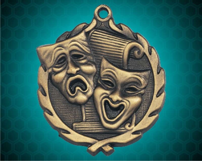 1 3/4 inch Gold Drama Wreath Medal