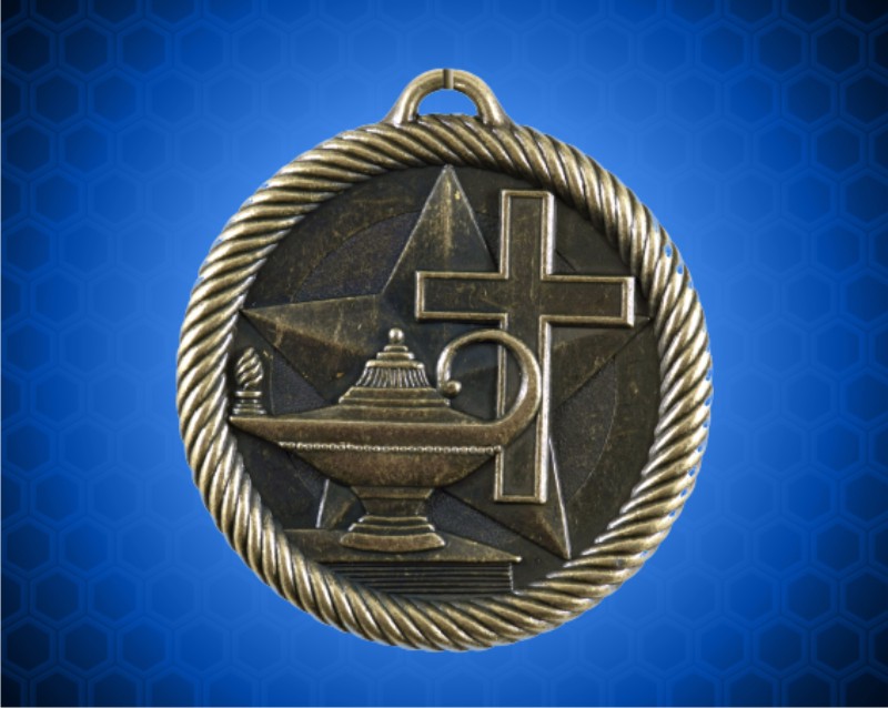 2 inch Gold Christian School Value Medal