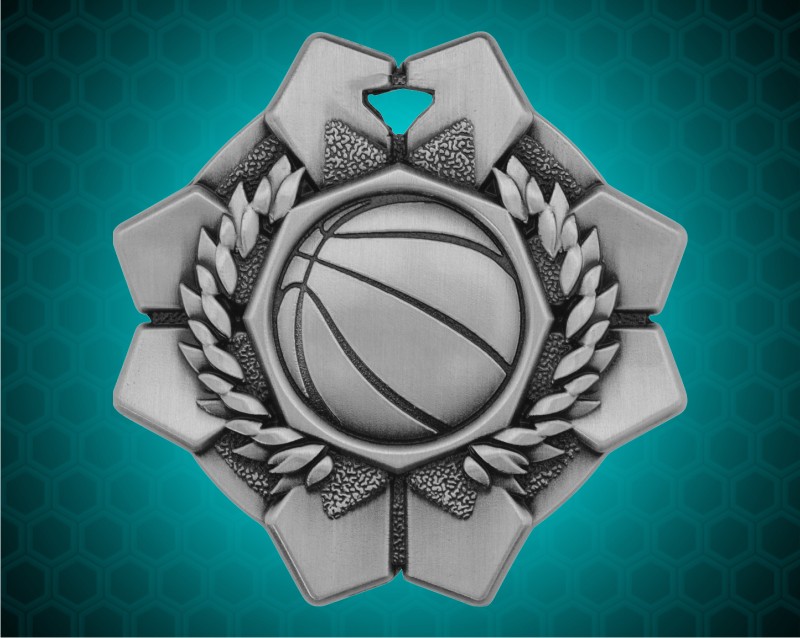 2 inch Silver Basketball Imperial Medal 