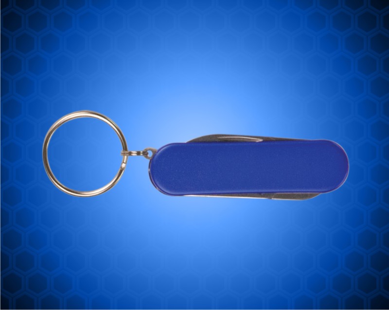 2 1/4 inch Blue 3-Tool Pocket Knife with Key Ring