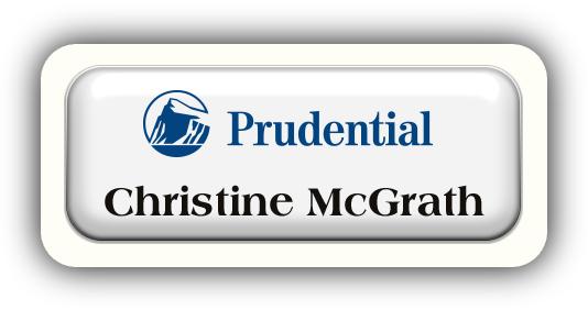 Metal Name Tag: White Metal Name Tag with a White Plastic Border and Epoxy