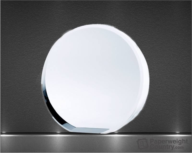 4 x 4 1/4 x 1 Inch Optic Crystal Beveled Circle Paperweight