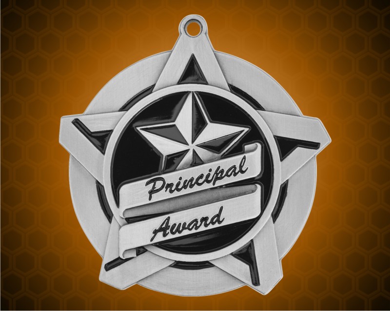 2 1/4 inch Silver Principal's Award Super Star Medal