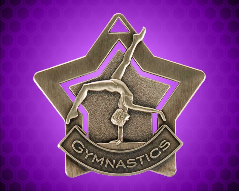 2 1/4 inch Gold Gymnastics Star Medal
