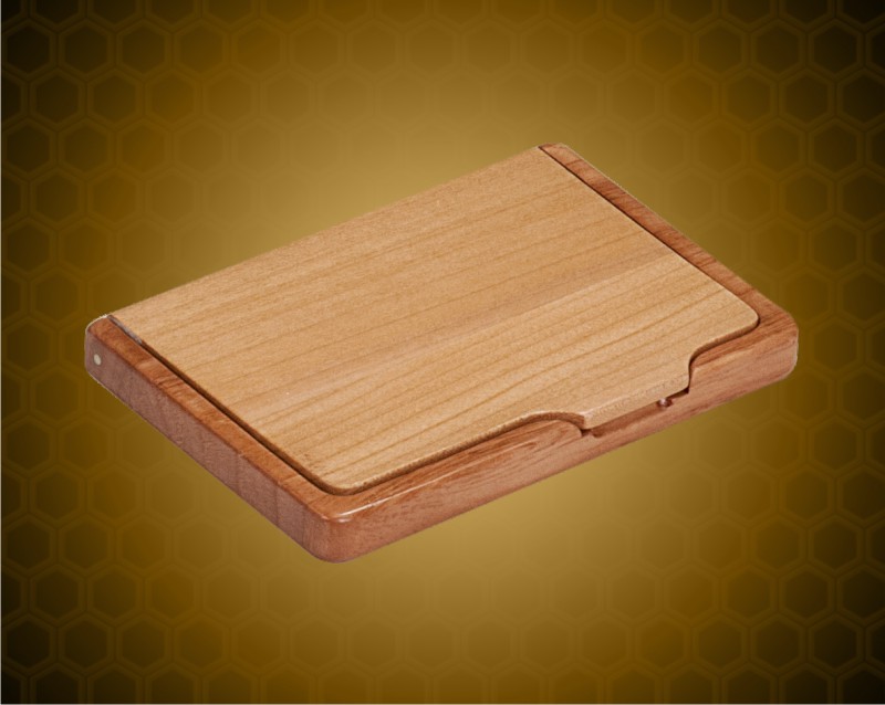 4 1/4 x 2 3/4 Maple/Rosewood Business Card Holder