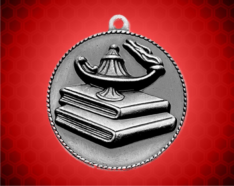 2 inch Silver Lamp of Learning Die Cast Medal