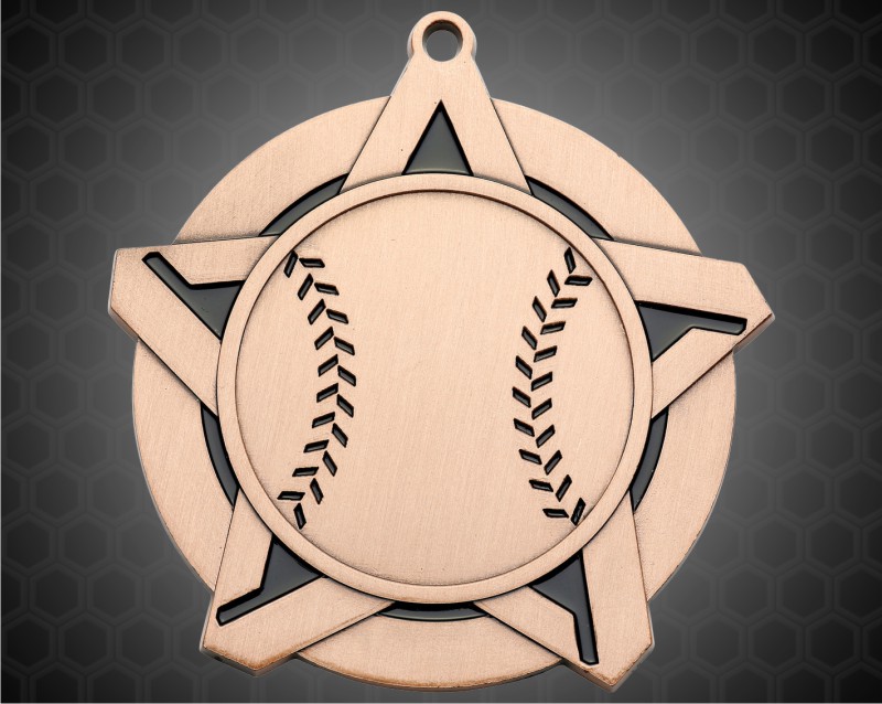2 1/4 inch Bronze Baseball Super Star Medal