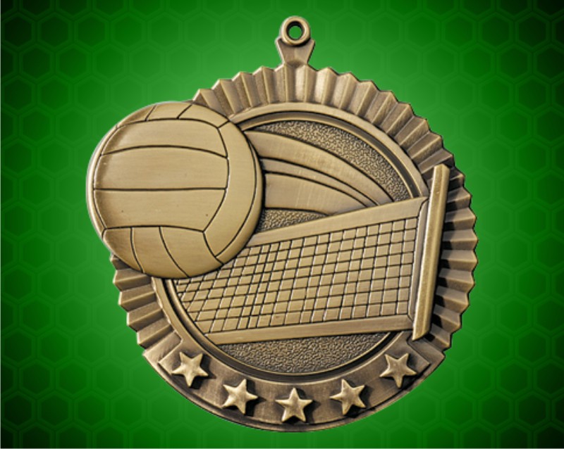 2 3/4 inch Gold Volleyball Star Medal