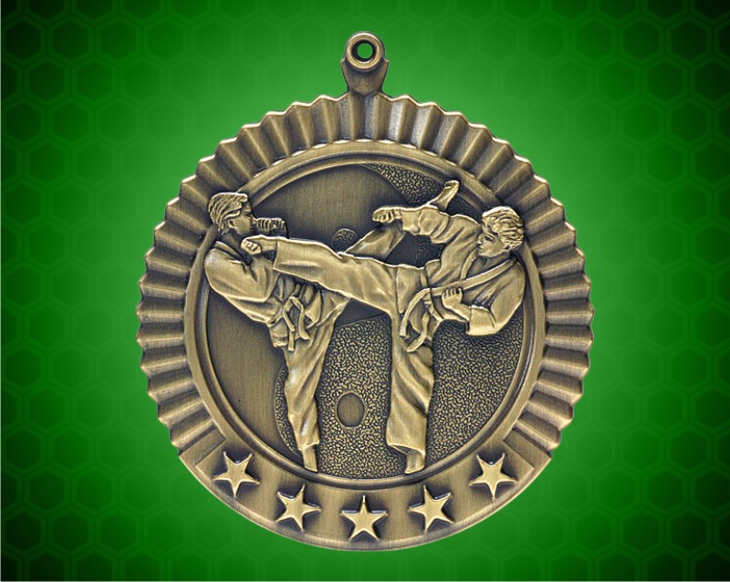 2 3/4 inch Gold Male Karate Star Medal