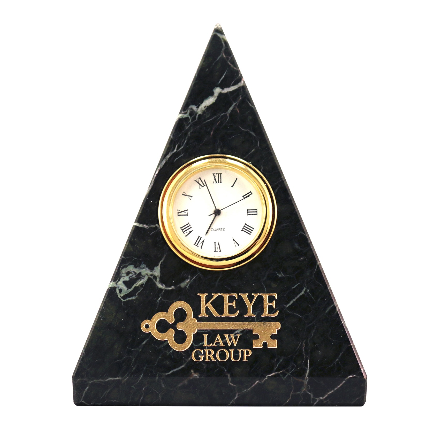 4 3/4 x 3 1/2 x 3 1/2 Inch Black Zebra Pyramid Clock Paperweight