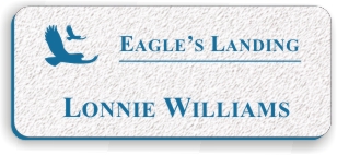 Textured Plastic Nametag: Winter White with Blue - 822-205