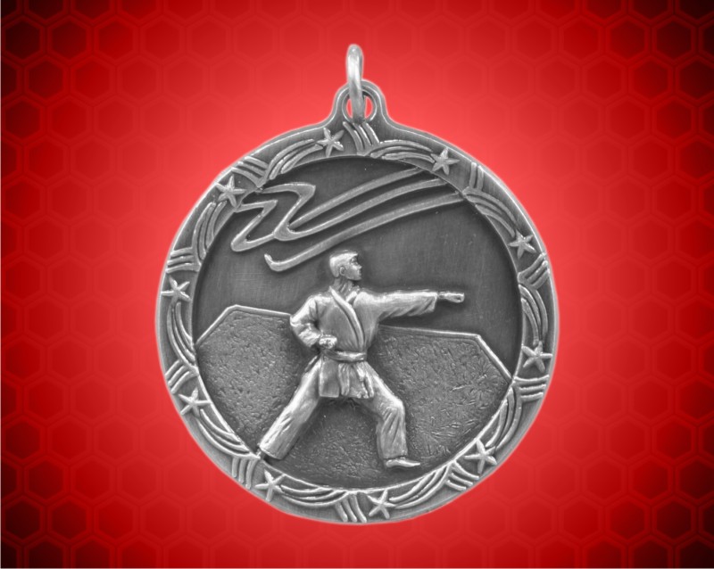 1 3/4 inch Silver Karate Shooting Star Medal