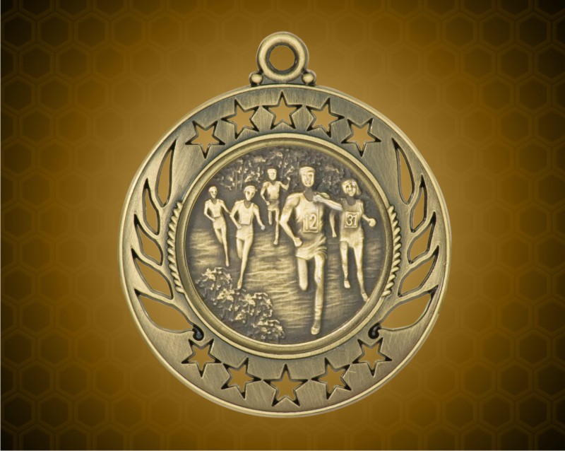2 1/4 inch Gold Cross Country Galaxy Medal