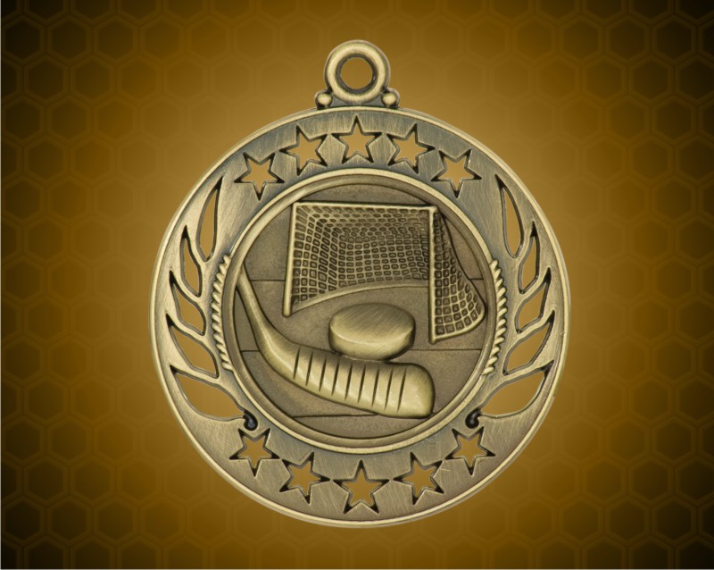 2 1/4 inch Gold Hockey Galaxy Medal