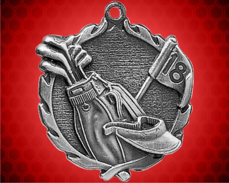 1 3/4 inch Silver Golf Wreath Medal