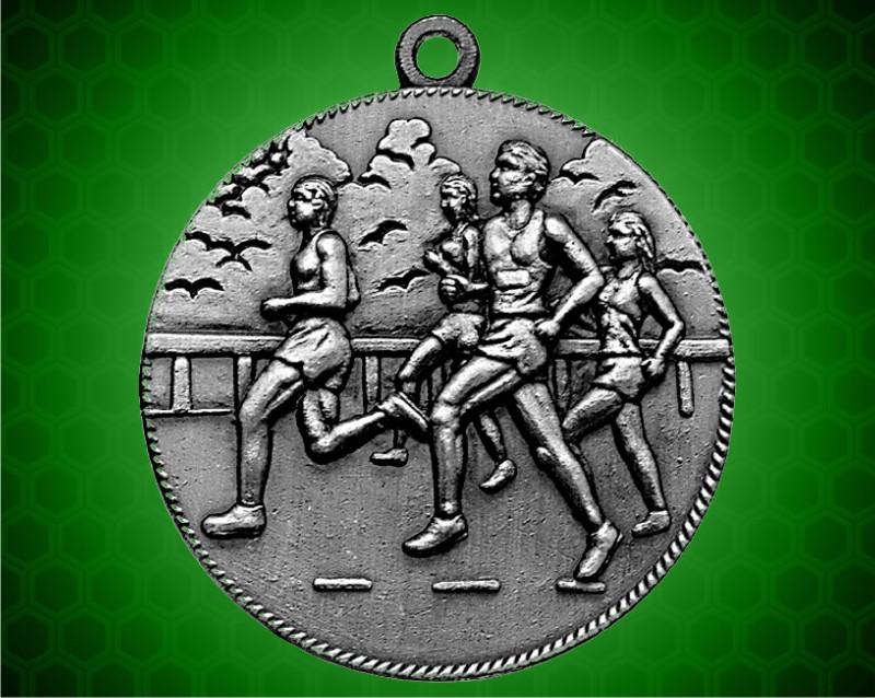 1 1/2 inch Silver Cross Country Die Cast Medal