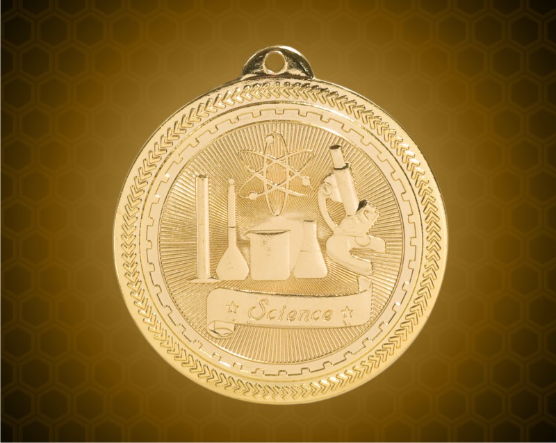 2 inch Gold Science Laserable BriteLazer Medal