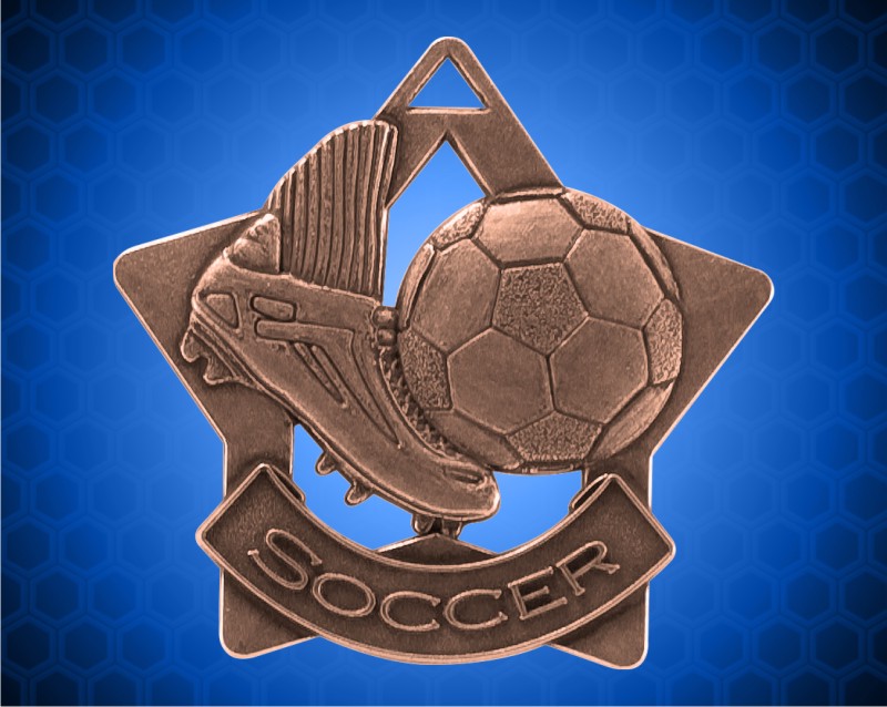 2 1/4 inch Bronze Soccer Star Medal