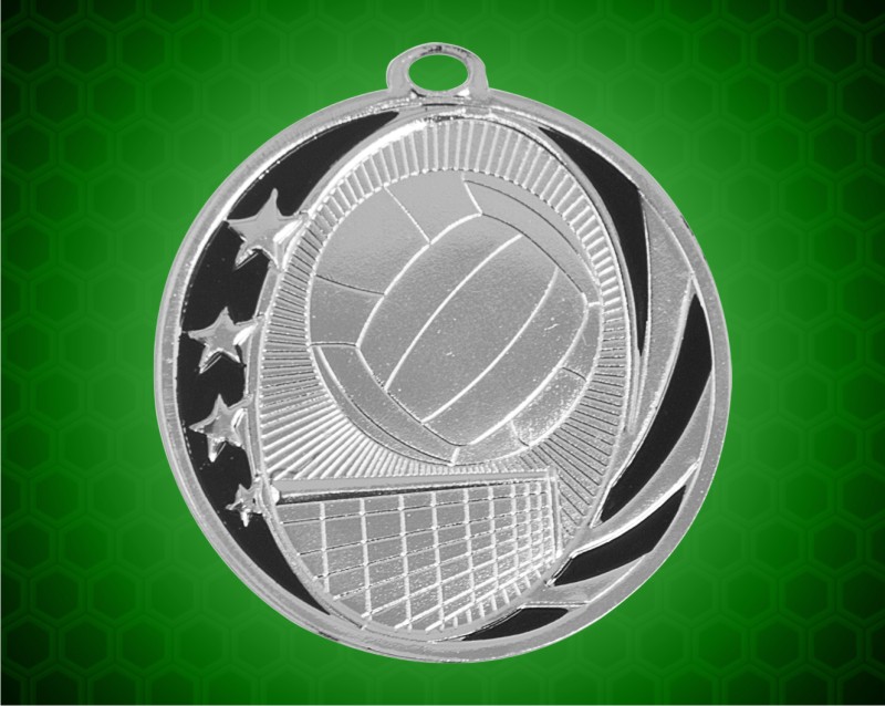 2 inch Silver Volleyball Laserable MidNite Star Medal