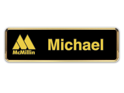 Gold Metal Framed Nametag with Black and Gold