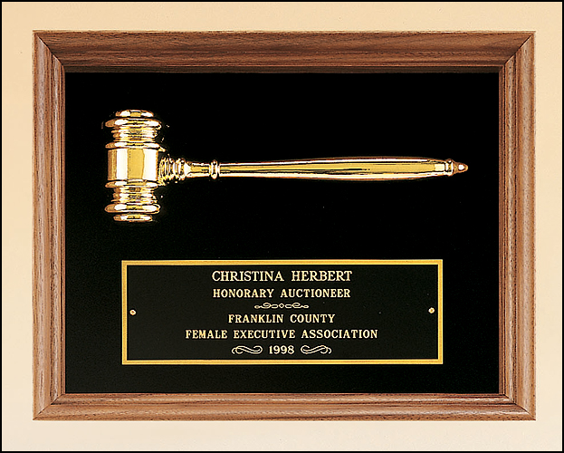 10 x 13 inch Metal Gavel Gold Electroplate Plaque