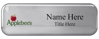 1" x 3" Custom Metal Name Tag: Brushed Silver with Epoxy and Magnet Fastener