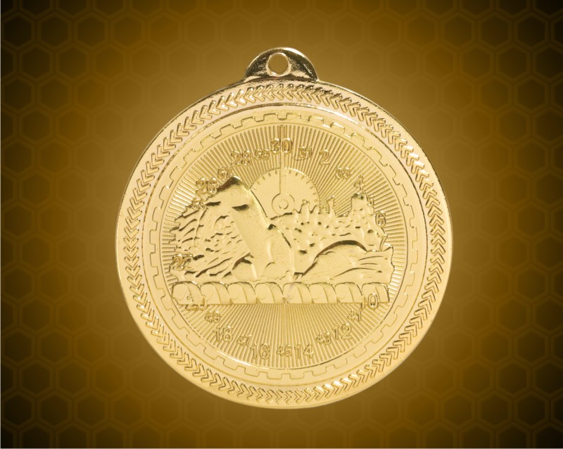 2 inch Gold Swimming Laserable BriteLazer Medal
