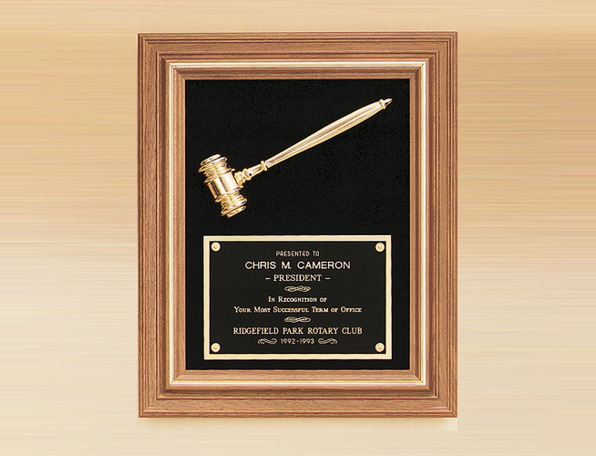 15 x 18 inch Metal Gavel Gold Electroplate Plaque